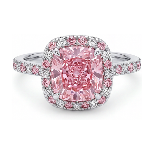 Pink Diamond Engagement Ring 3.2 Carat Cushion