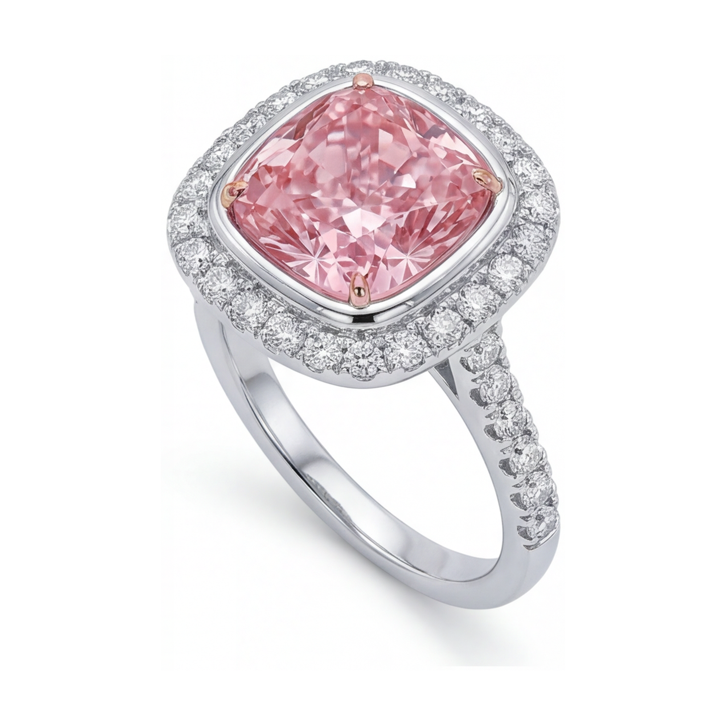Pink Diamond Engagement Ring 3.35 Carat Cushion