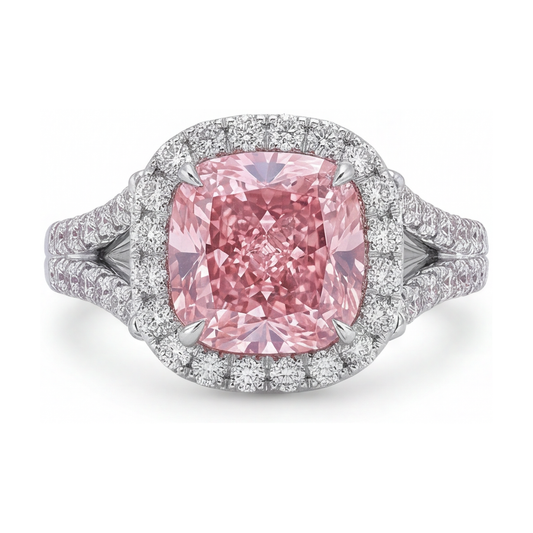Pink Diamond Engagement Ring 4.1 Carat Cushion