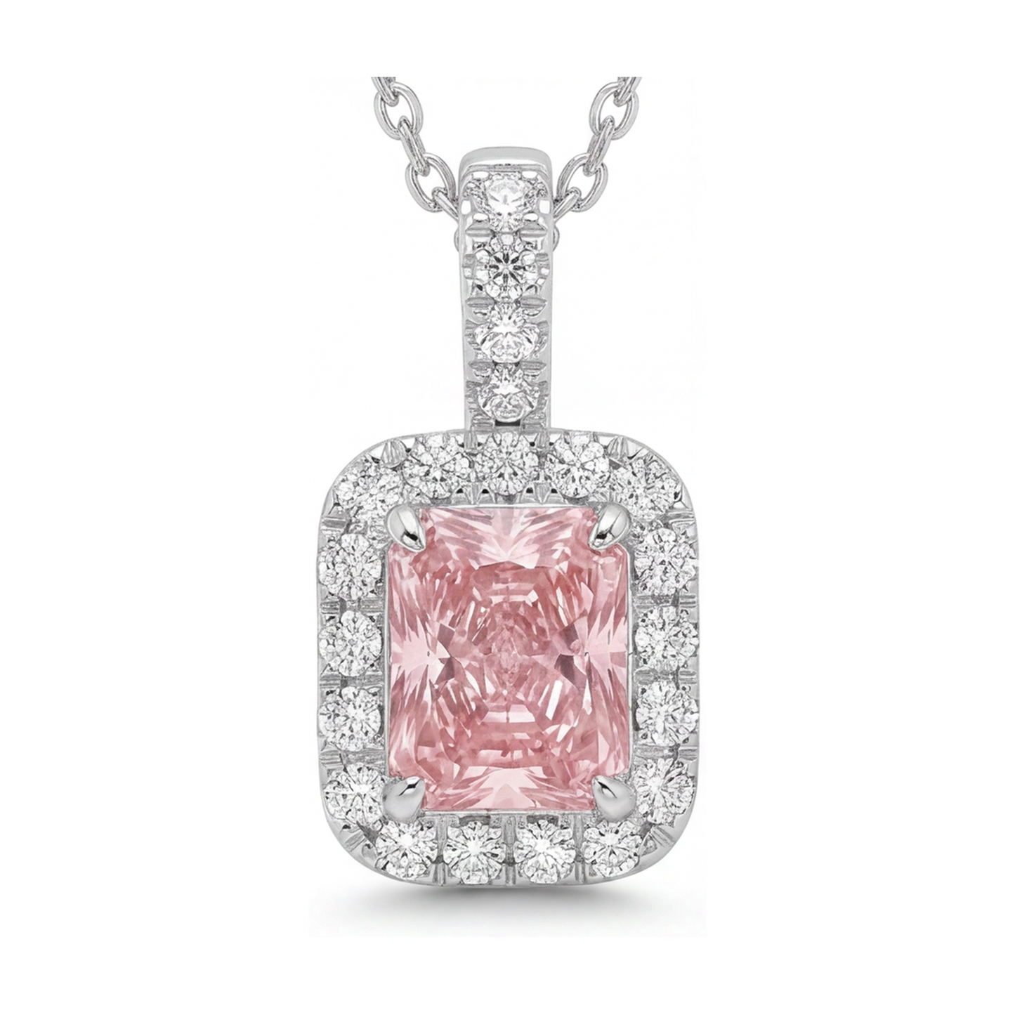 Pink Diamond Necklace 1.22 Carat Radiant