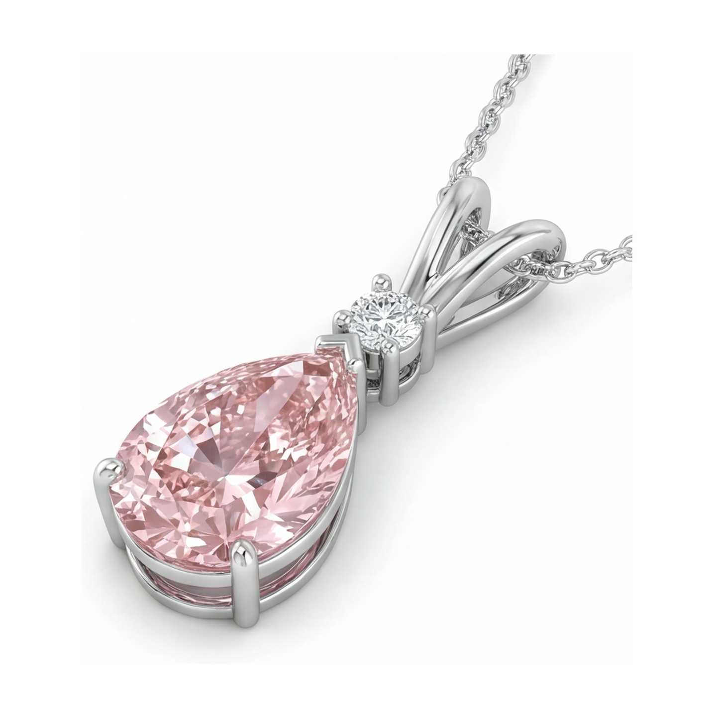 Pink Diamond Necklace 3.15 Carat Pear