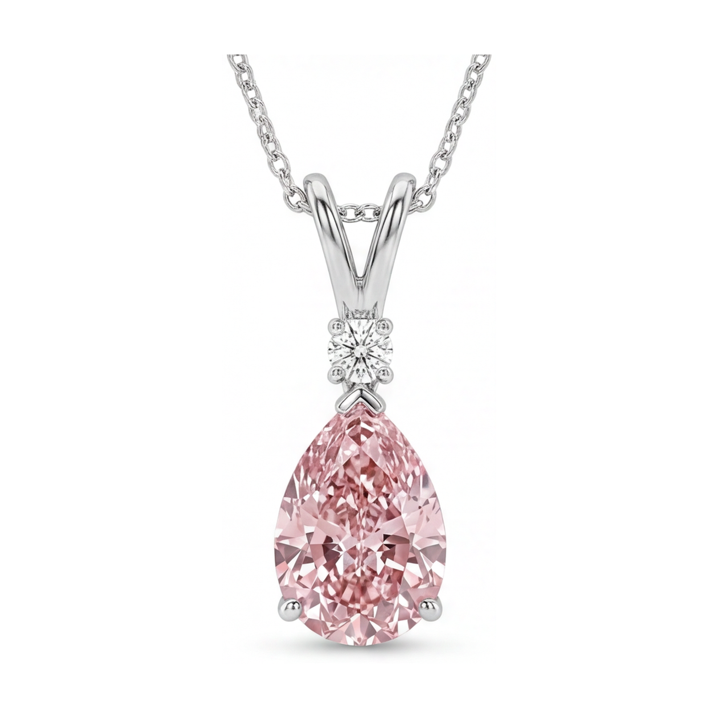 Pink Diamond Necklace 3.15 Carat Pear