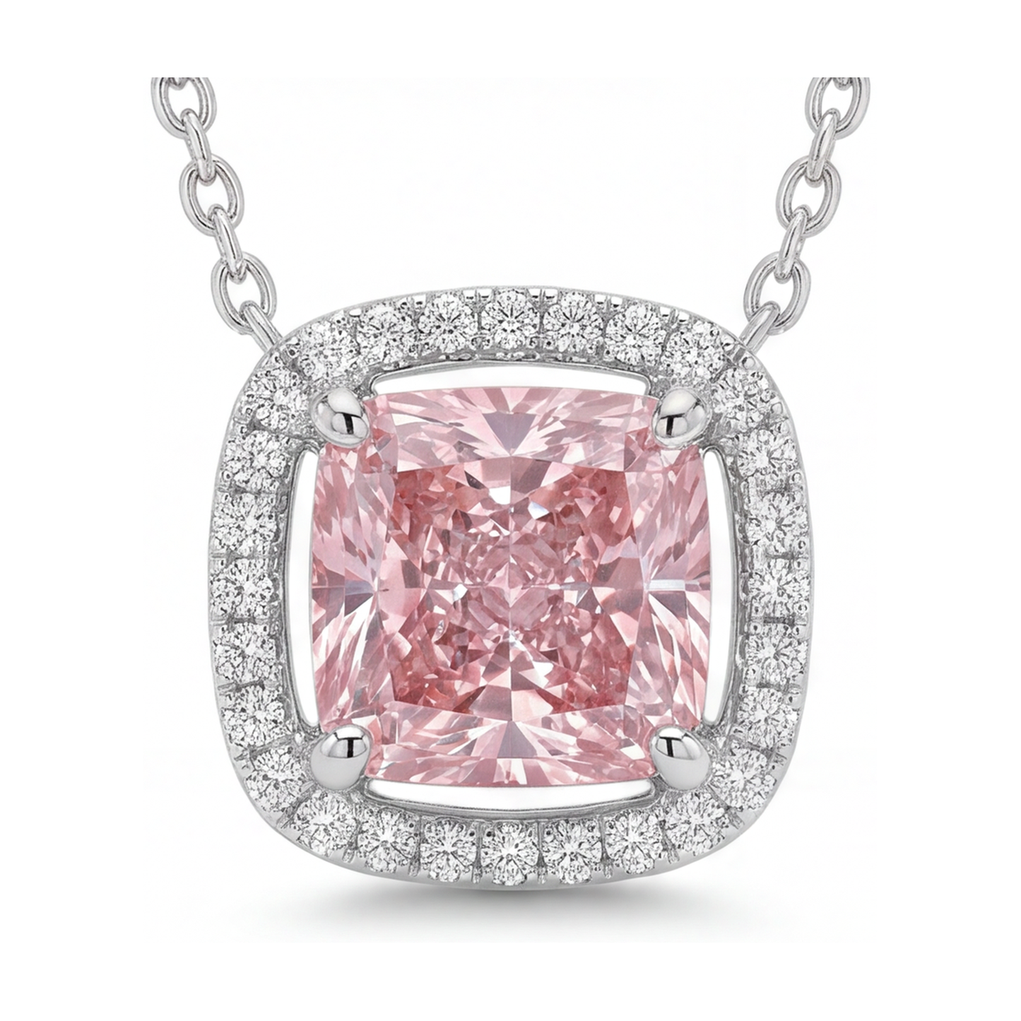 Pink Diamond Necklace 3.5 Carat Cushion
