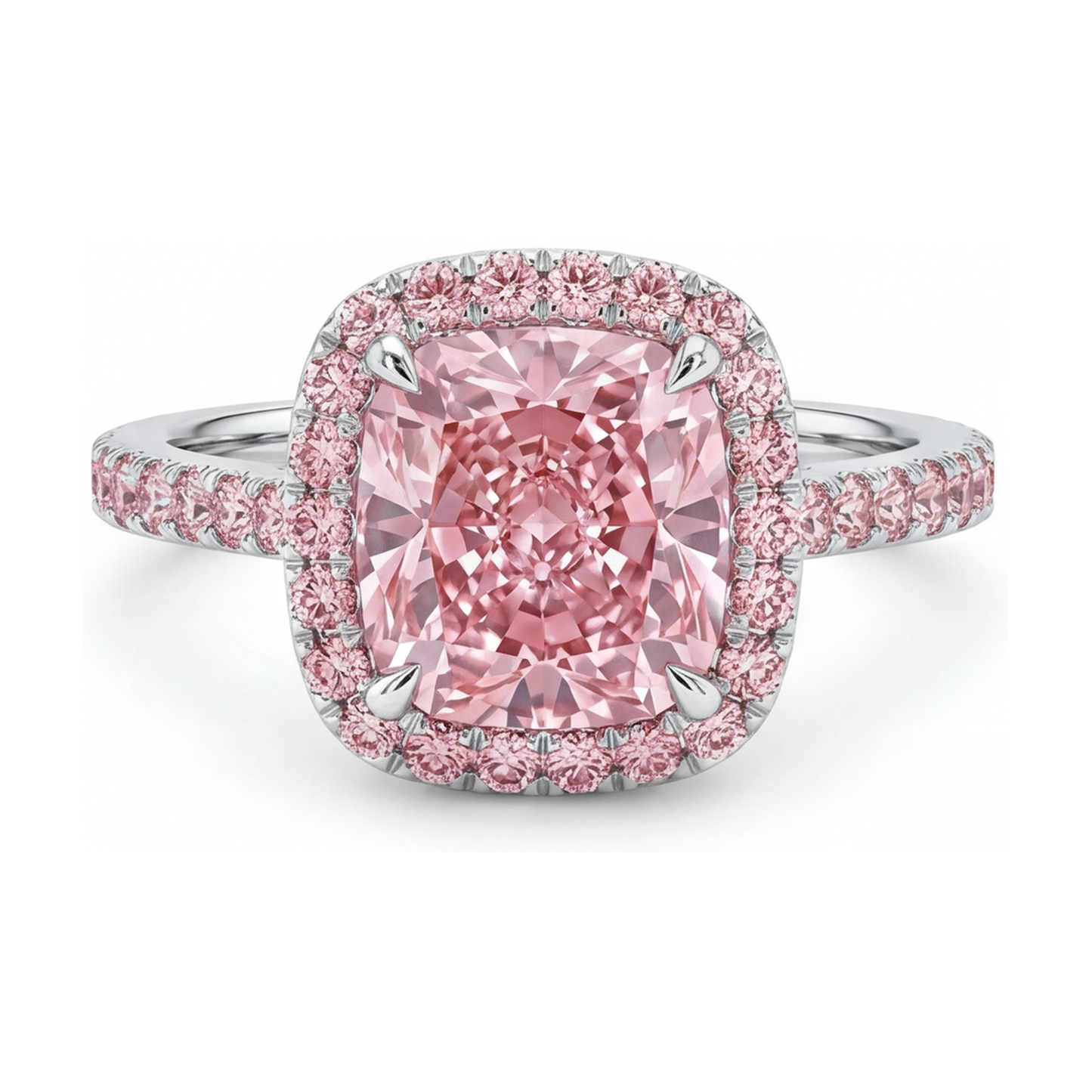 Pink Diamond Ring 3.2 Carat Cushion