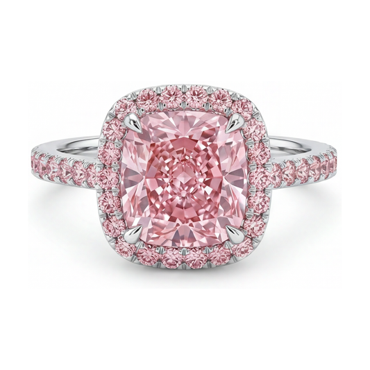 Pink Diamond Ring 3.2 Carat Cushion
