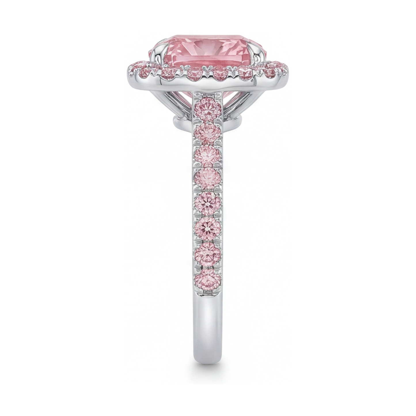 Pink Diamond Ring 3.2 Carat Cushion