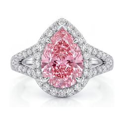 Pink Diamond Ring 3.2 Carat Pear