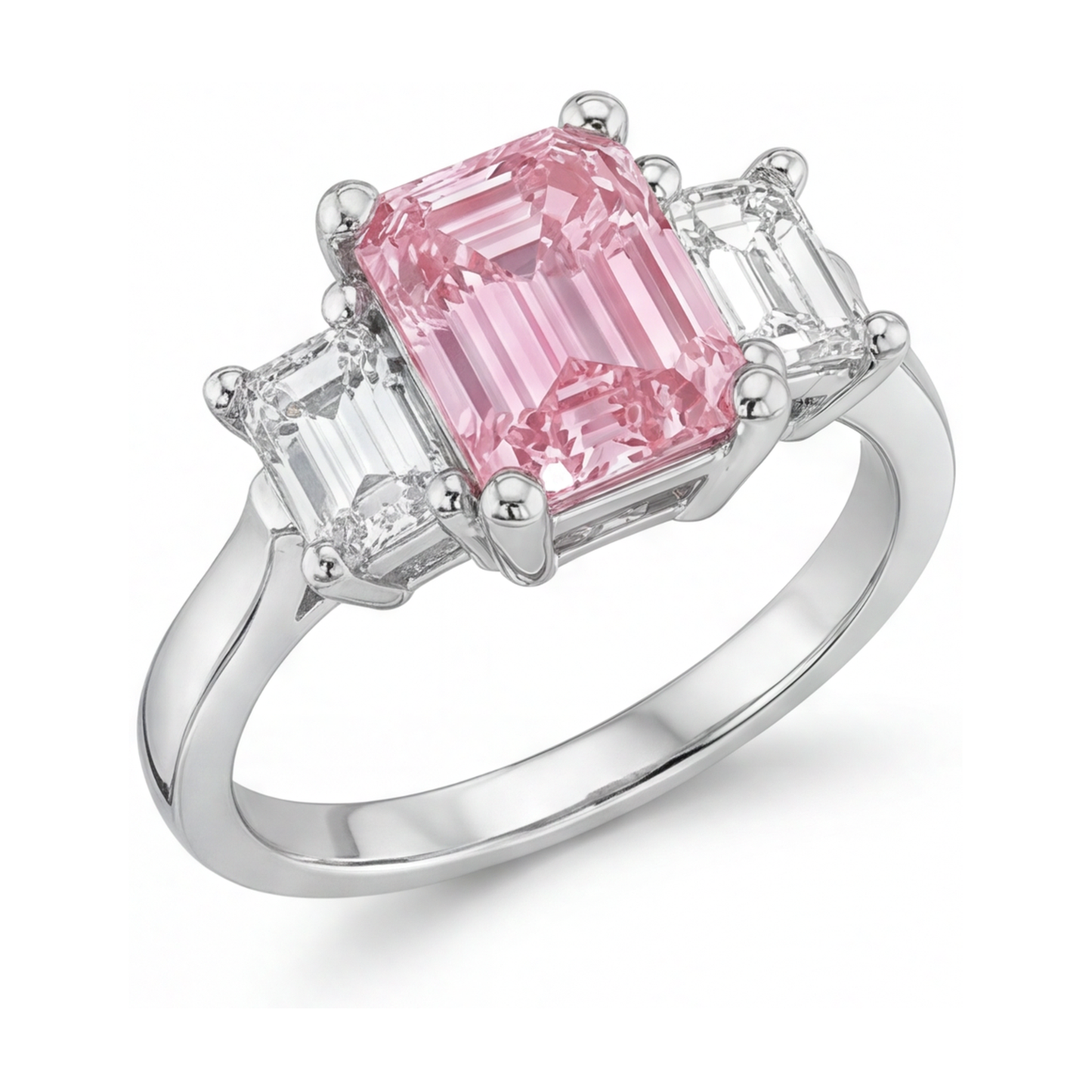 Pink Diamond Ring 3.4 Carat Emerald