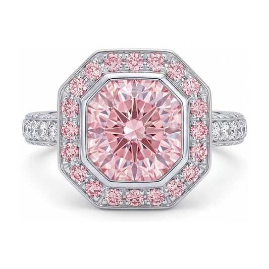 Pink Diamond Ring 3.9 Carat Round