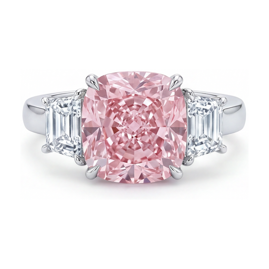 Pink Diamond Wedding Ring 5.1 Carat Cushion