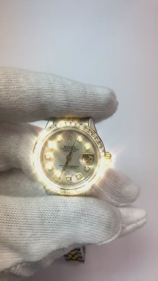 Ss Gold Rolex Ladies Datejust Watch Diamond Dial Channel Set Bezel