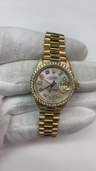 Rolex Dj Watch Presidential Style Gold Bezel Diamond Dial Rolex