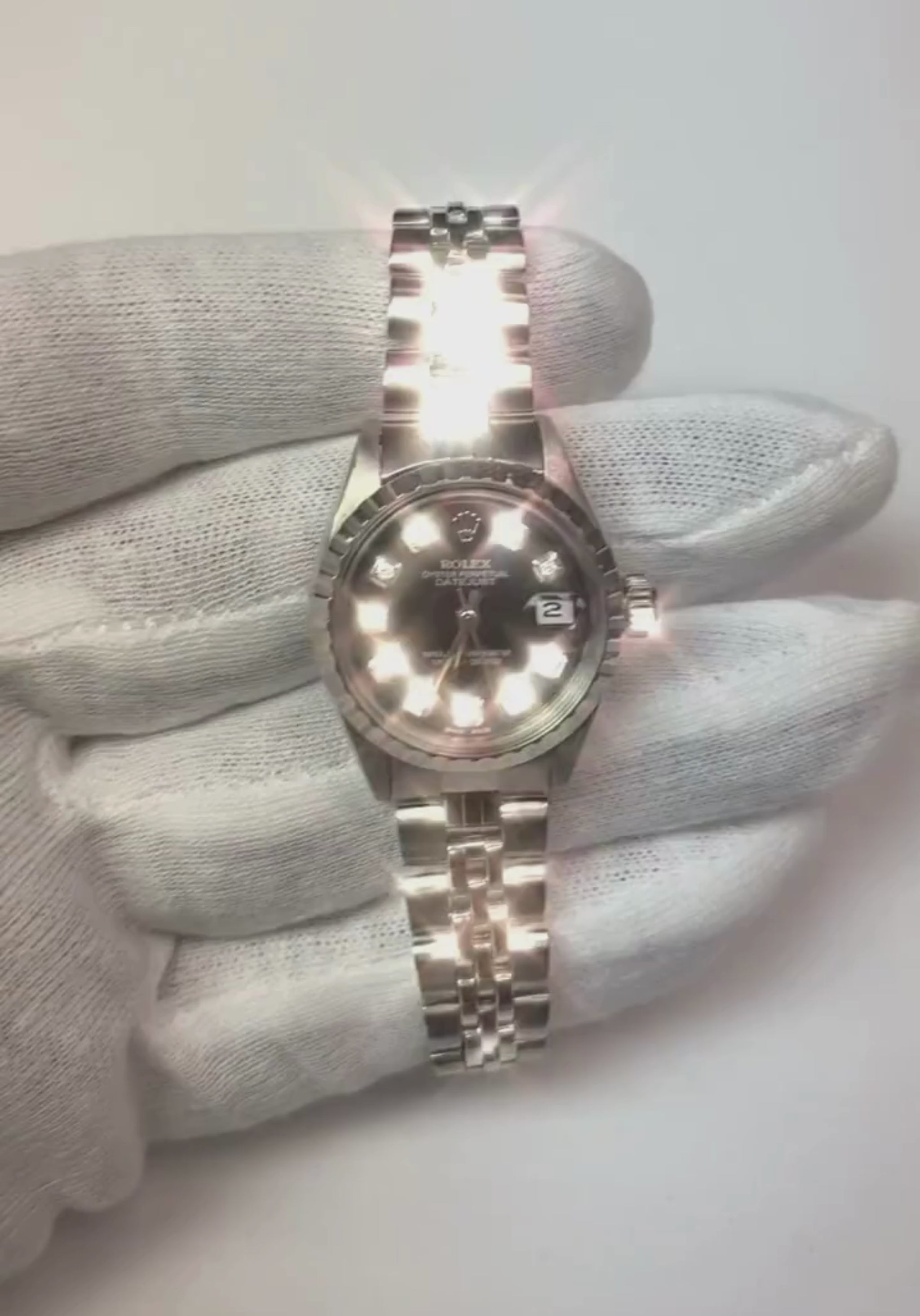 Black Diamond Dial Rolex Date Just Ss Women Datejust Watch