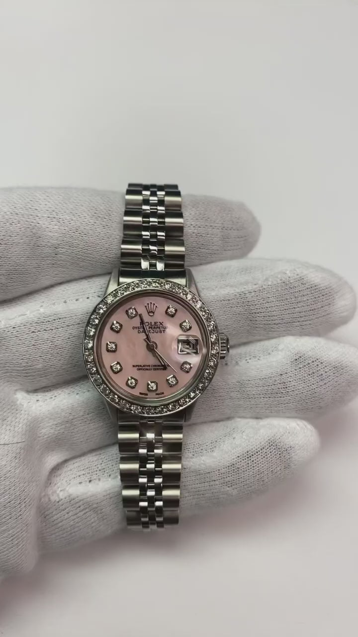 Rolex Datejust Watch Ss Jubilee Bracelet Diamond Dial Bezel Women
