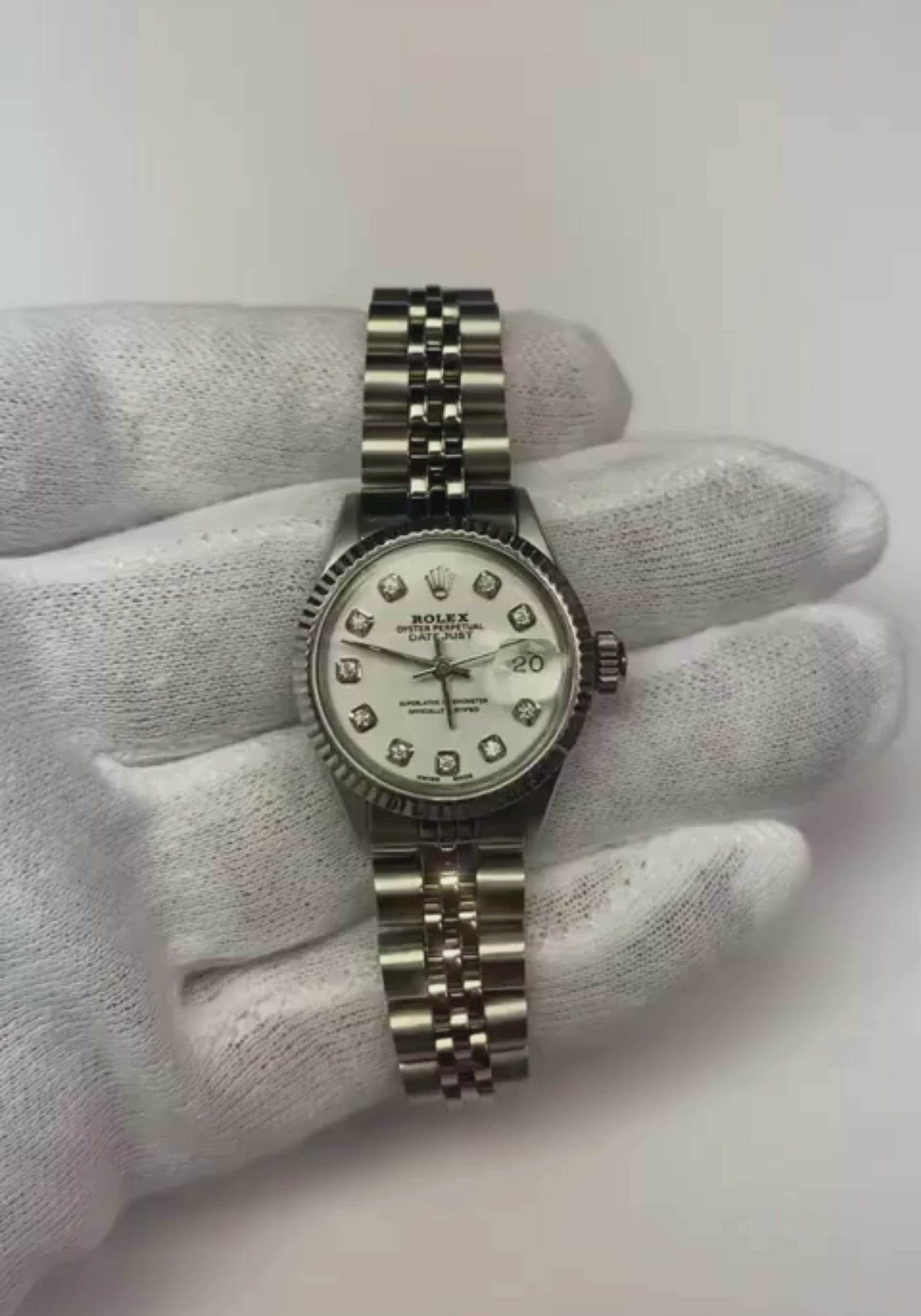 White Diamond Dial Rolex Date Just Watch Jubilee Ss Bracelet