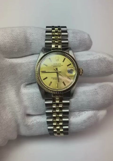 Rolex 6827 Datejust 31mm Champagne Stick Two Tone Watch