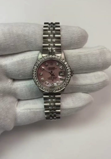 Rolex Datejust Watch Mother Of Pearl Dial Diamond Bezel Ss