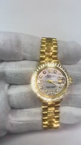 Lady Rolex Presidential Watch Mop Bezel President Yellow Gold