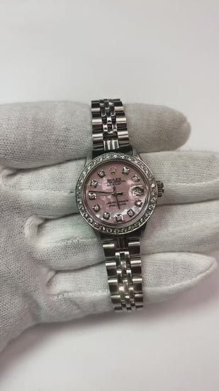 Rolex Datejust Ss Jubilee Bracelet Pink Mop Diamond Dial Ladies Watch