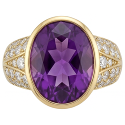 VVS Clarity Purple Amethyst Colored Stone Ring 9 ct – 14K Yellow