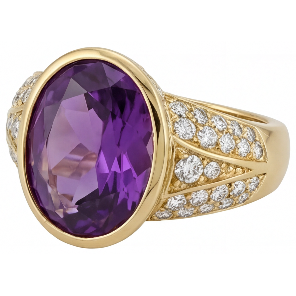 Shimmering Colored Stone Ring 9 ct – profile view