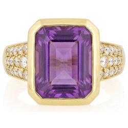 Natural VVS Clarity Purple Amethyst Precious Stone Ring 7 ct