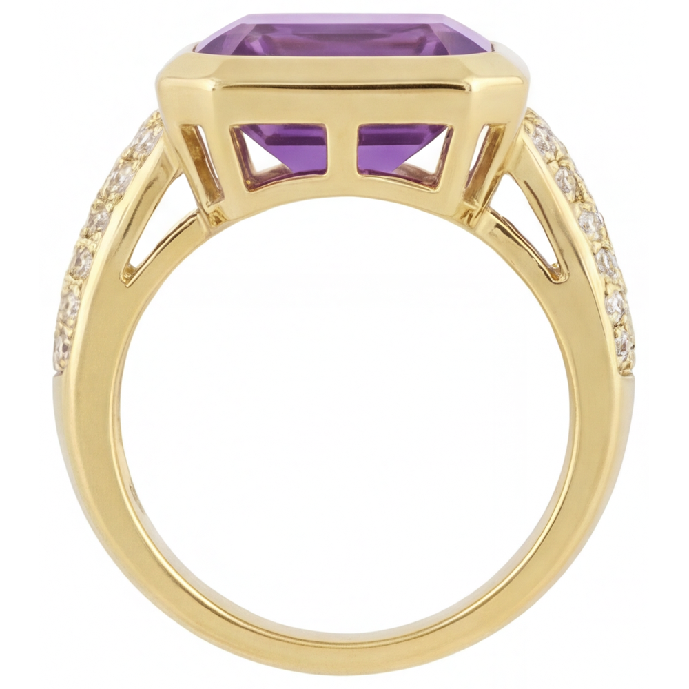 Shimmering Purple Amethyst Precious Stone Ring 7 ct – profile view
