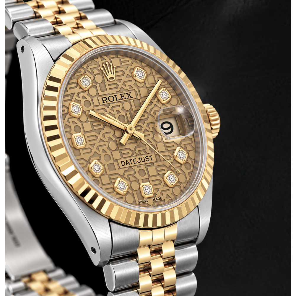 Rolex 16013 Datejust 36mm Champagne Jubilee Diamond Dial Two Tone Watch