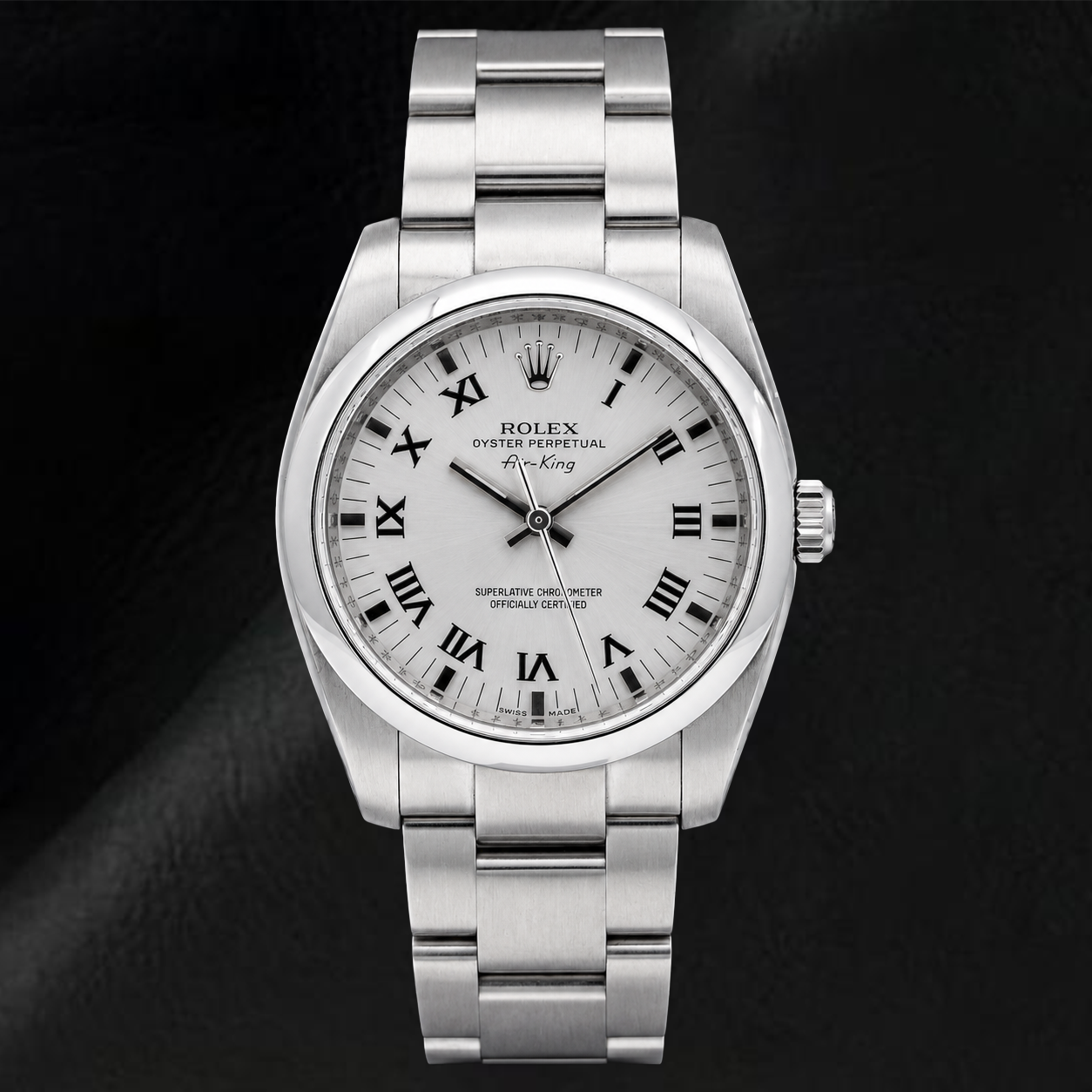 Rolex Air-King 34mm 114200 Silver Roman Dial Stainless Steel Watch Oyster Bracelet