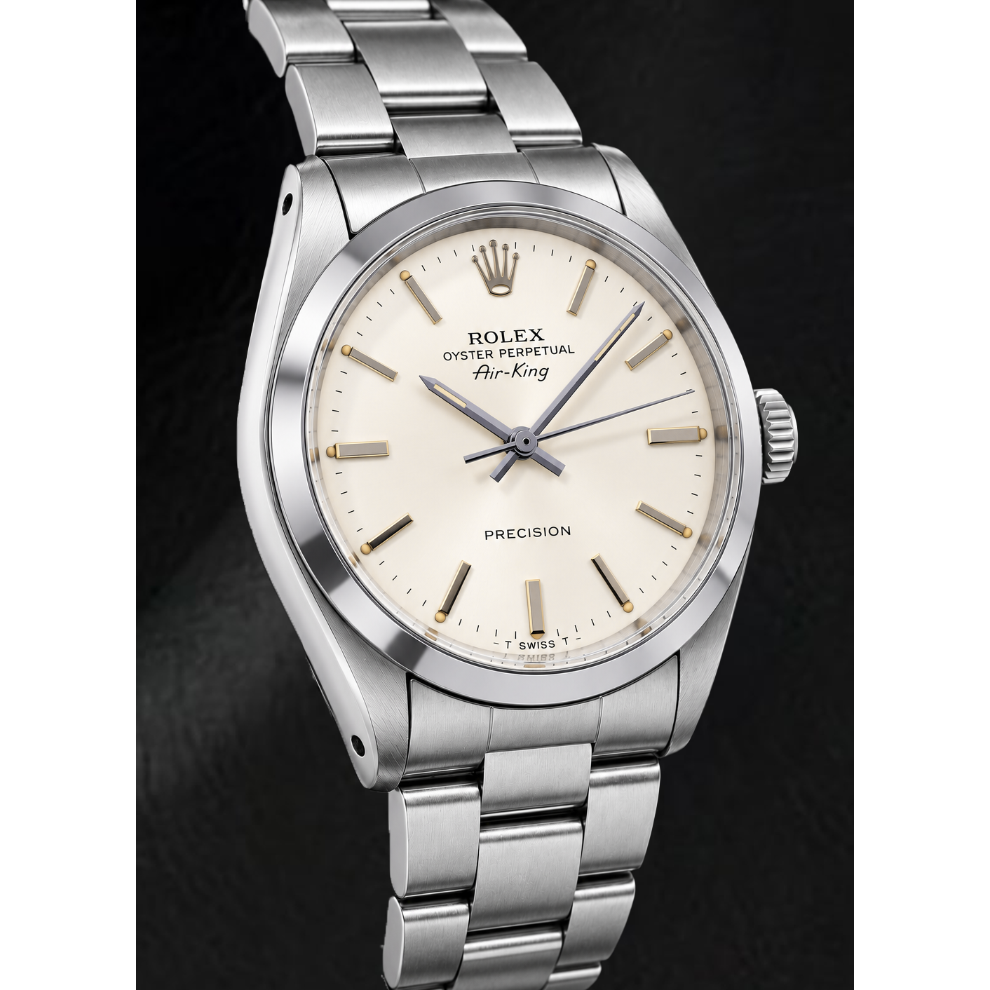 Rolex Air-King 5500 34mm Silver Stick Dial Stainless Steel Wach