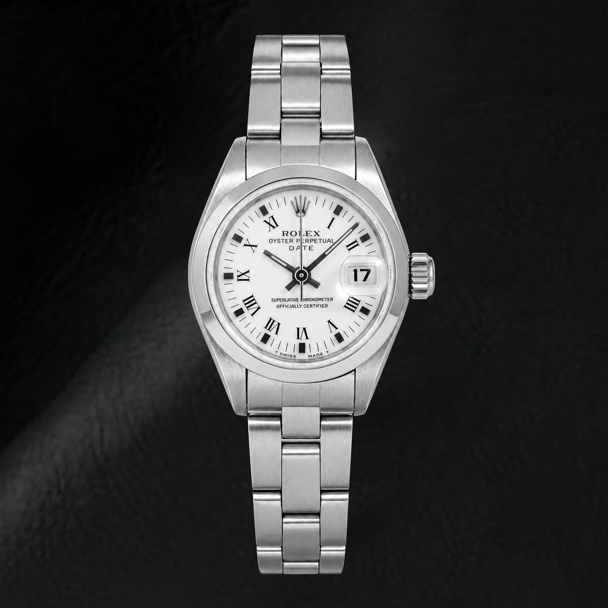 Rolex Date 69160 26mm White Roman Dial Stainless Steel Watch