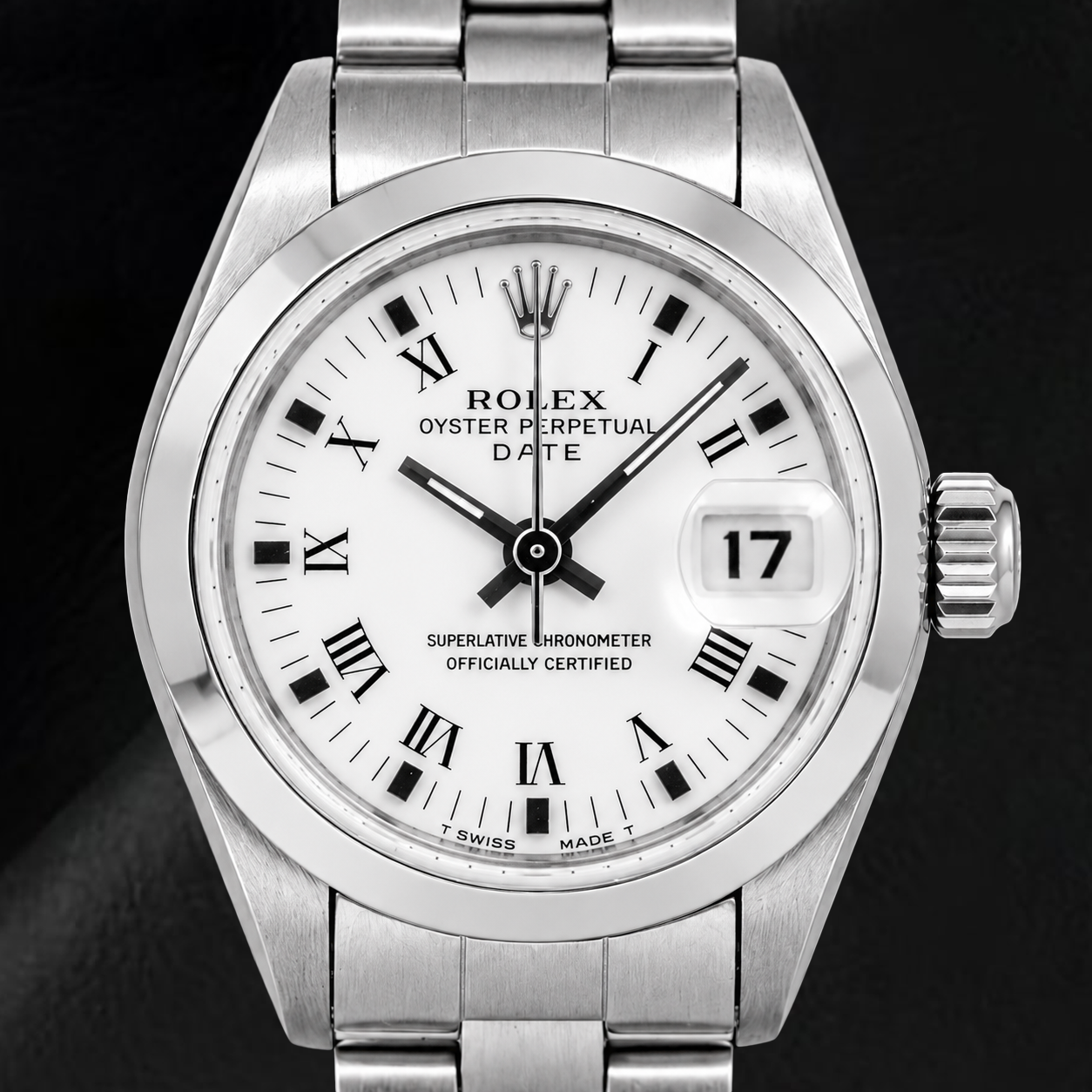 Rolex Date 69160 26mm White Roman Dial Stainless Steel Watch