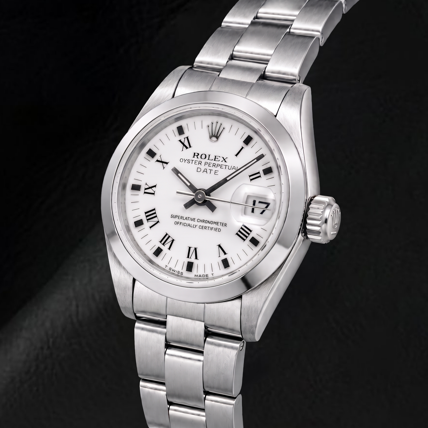 Rolex Date 69160 26mm White Roman Dial Stainless Steel Watch