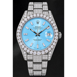 Rolex Datejust 116200 36mm Ice Blue Baguette Diamond Dial Stainless Steel Watch