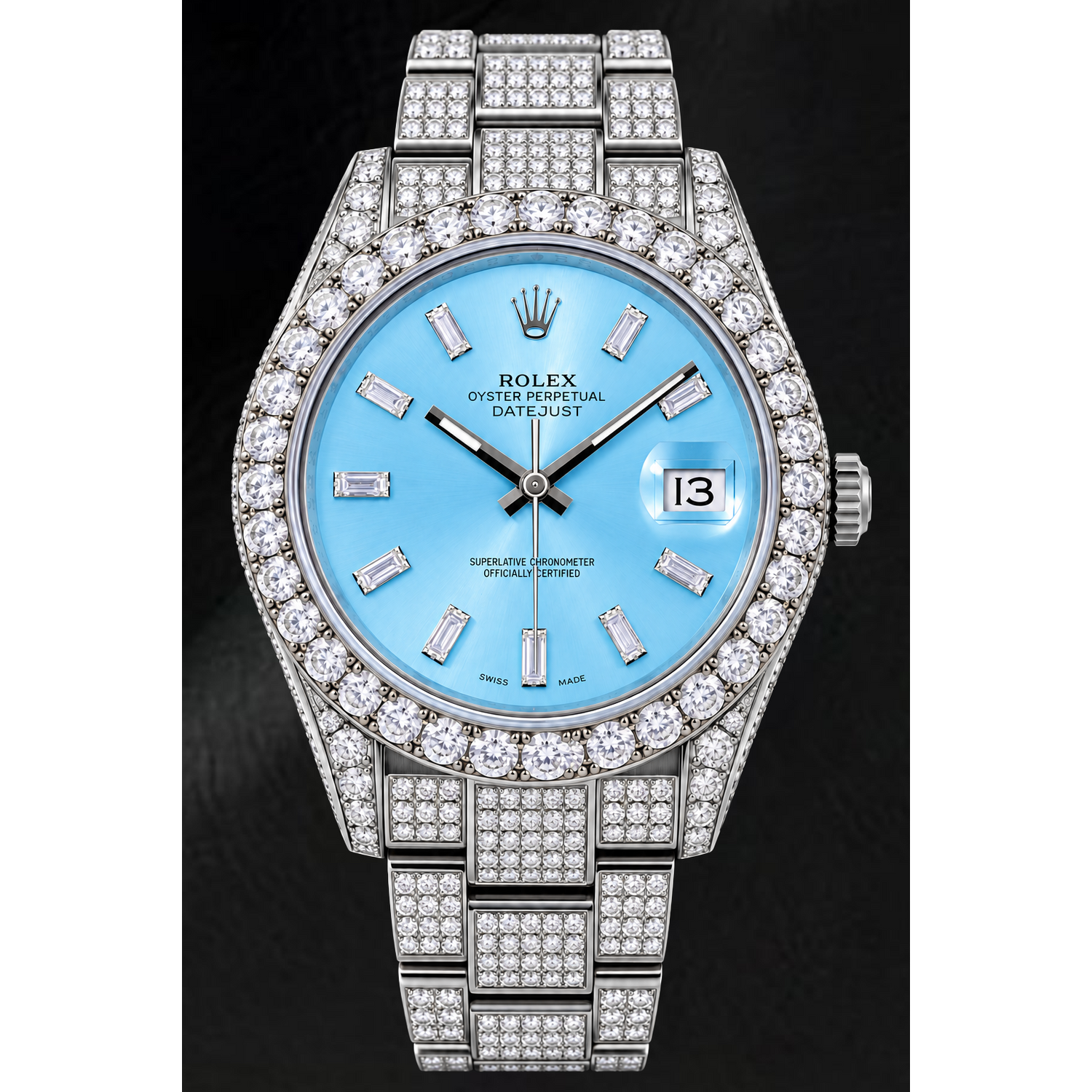 Rolex Datejust 116200 36mm Ice Blue Baguette Diamond Dial Stainless Steel Watch