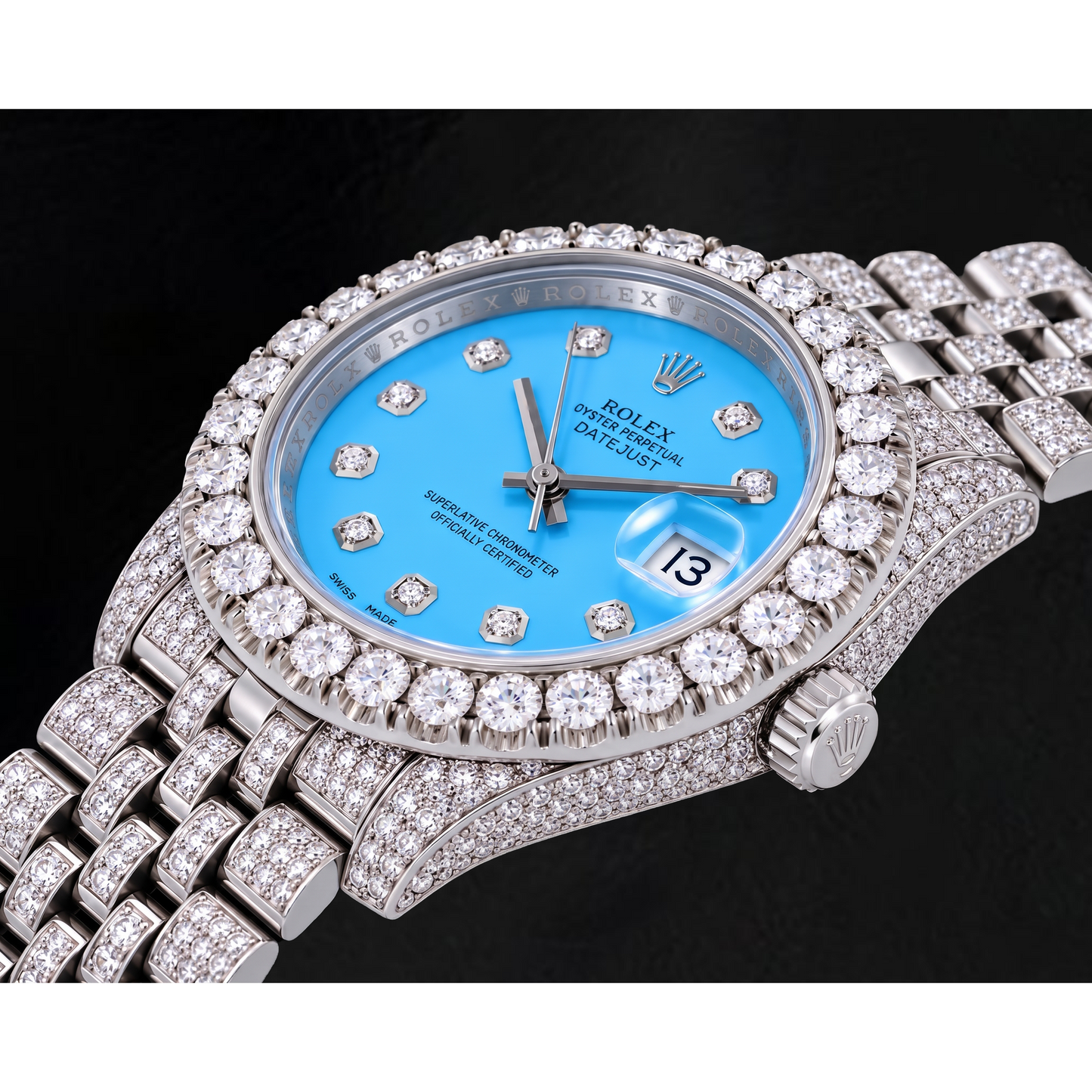 Rolex Datejust 116200 36mm Ice Blue Diamond Dial Stainless Steel Watch