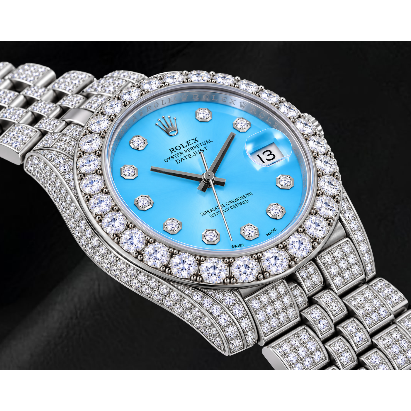 Rolex Datejust 116200 36mm Ice Blue Diamond Dial Stainless Steel Watch