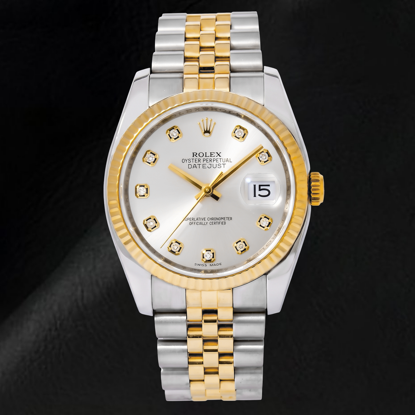 Rolex Datejust 116233 36mm Silver Diamond Dial Two Tone Watch