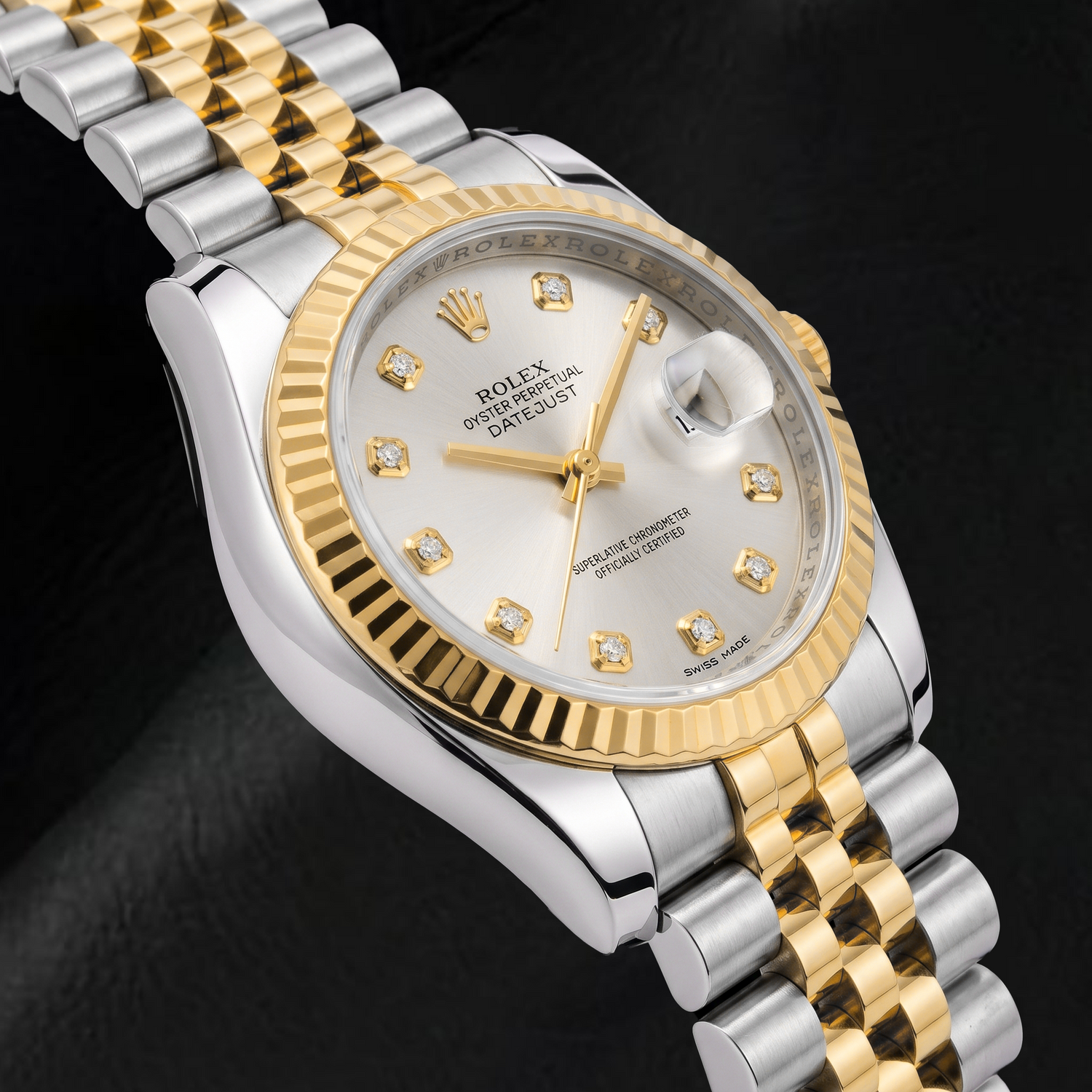 Rolex Datejust 116233 36mm Silver Diamond Dial Two Tone Watch