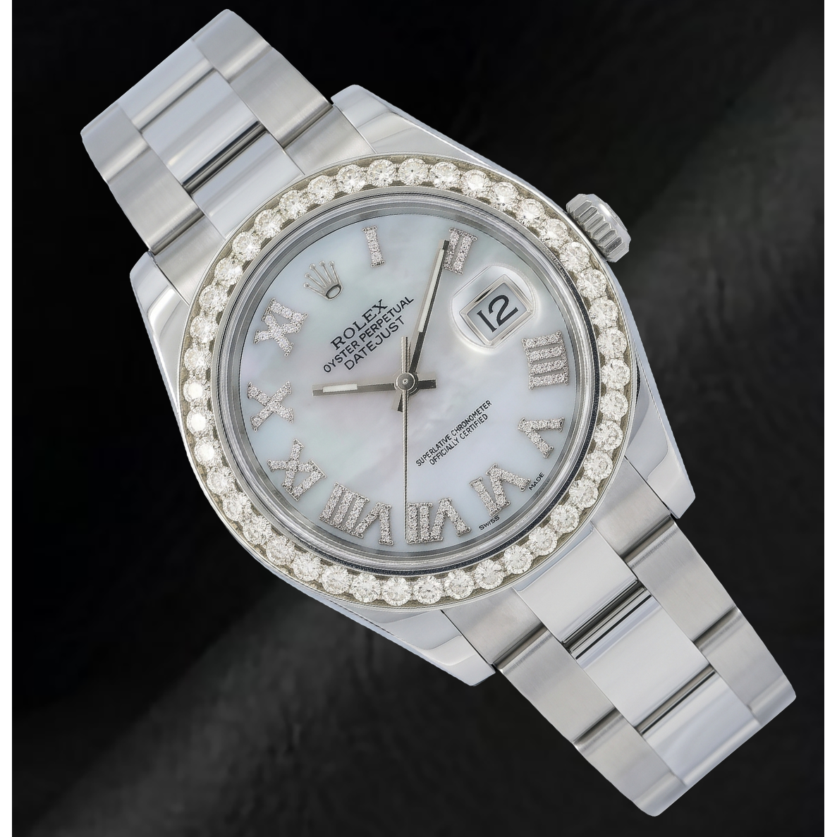 Rolex Datejust 116300 41mm White Mother of Pearl Roman Diamond Dial Stainless Steel Watch