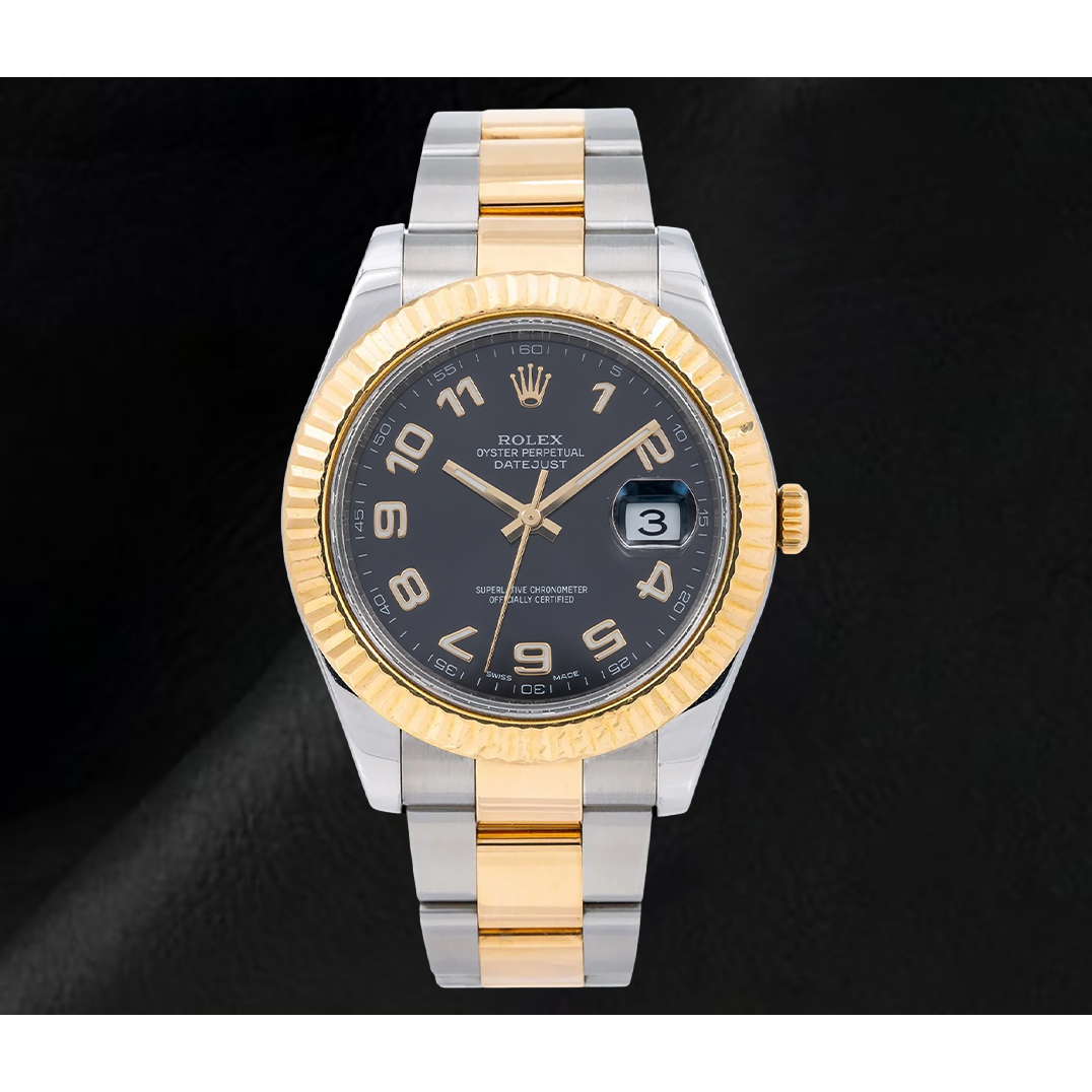 Rolex Datejust 116333 41mm Black Arabic Dial Two Tone Watch