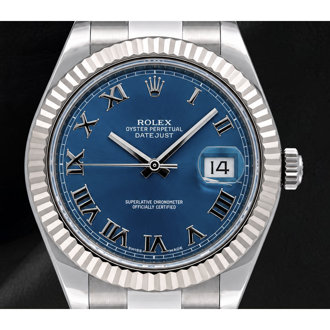 Rolex Datejust 116334 41mm Blue Roman Dial Gold and Stainless Steel Watch