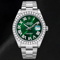 Rolex Datejust 126300 41mm Green Roman Diamond Dial Stainless Steel Watch