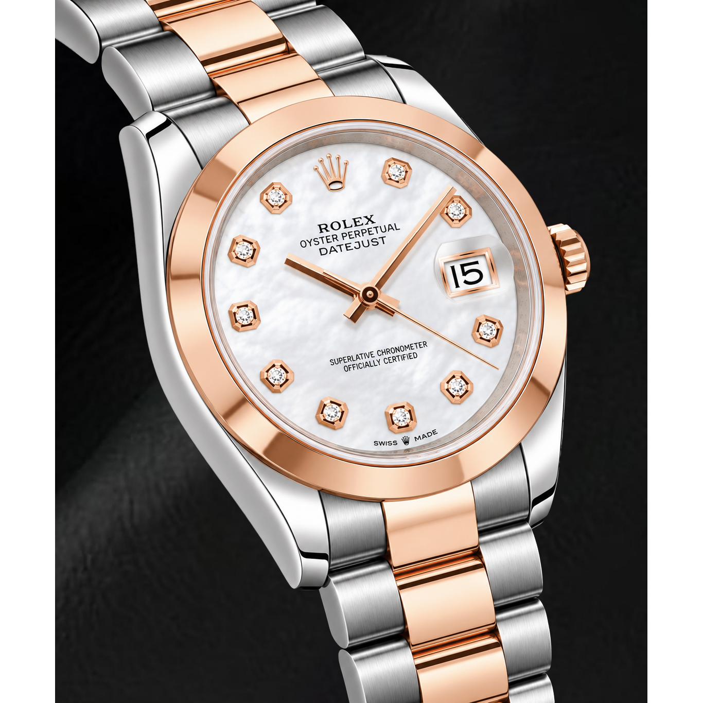 Rolex Datejust 126301 41mm White Mother of Pearl Diamond Dial Two Tone Watch
