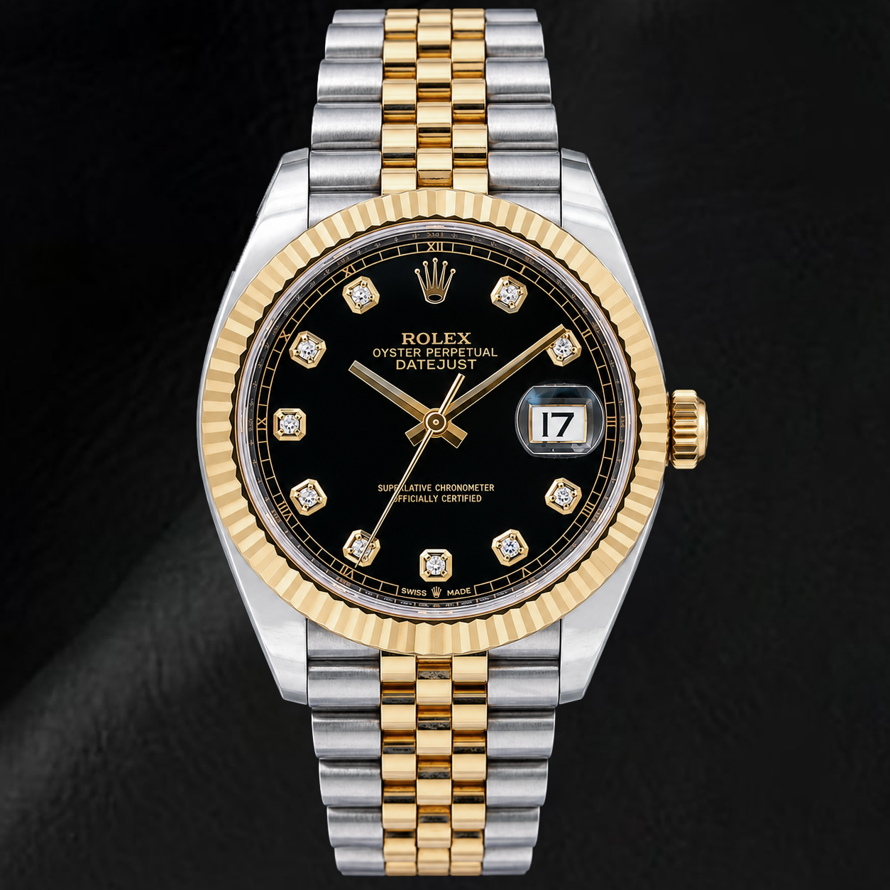 Rolex Datejust 126333 41mm Black Diamond Dial Two Tone Watch