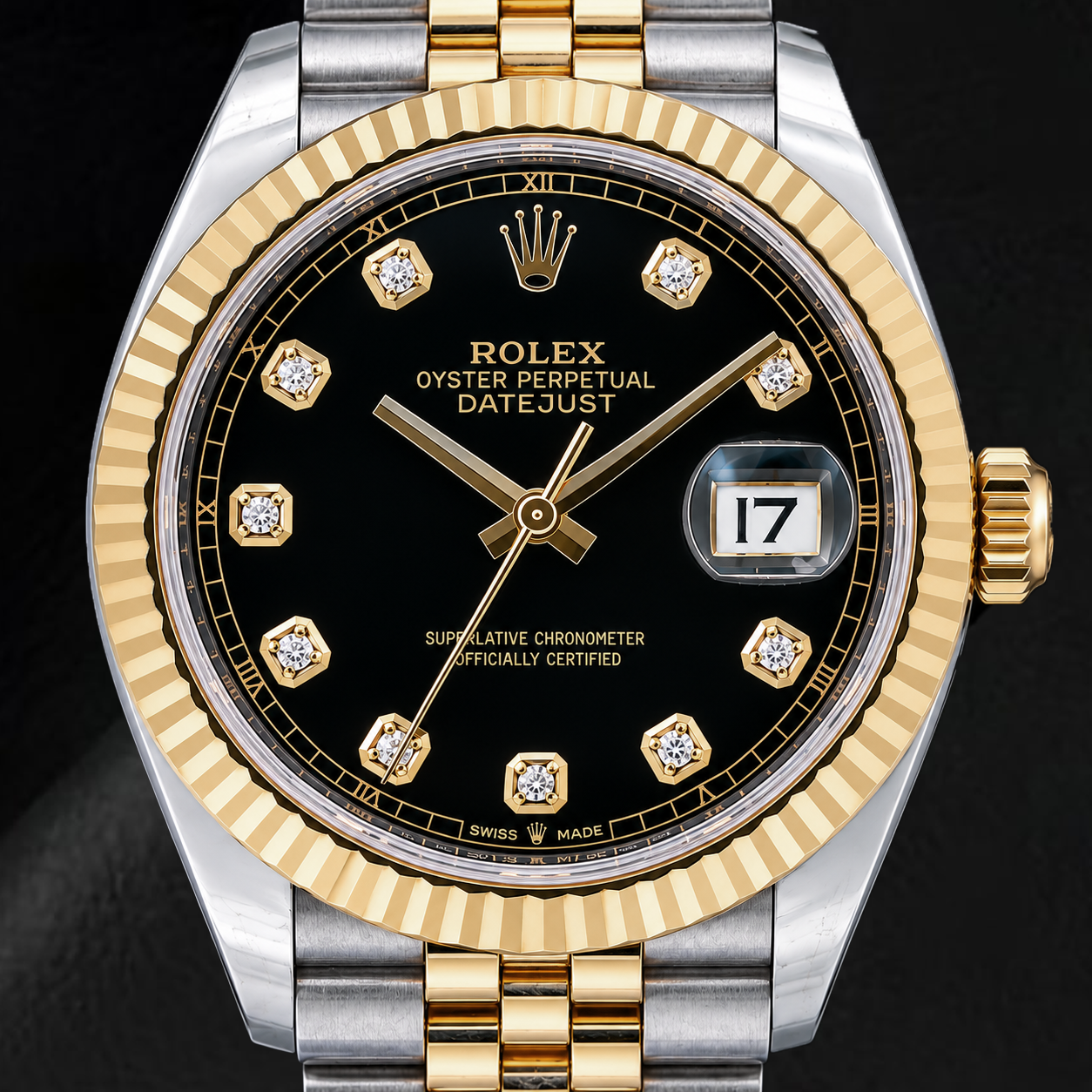 Rolex Datejust 126333 41mm Black Diamond Dial Two Tone Watch