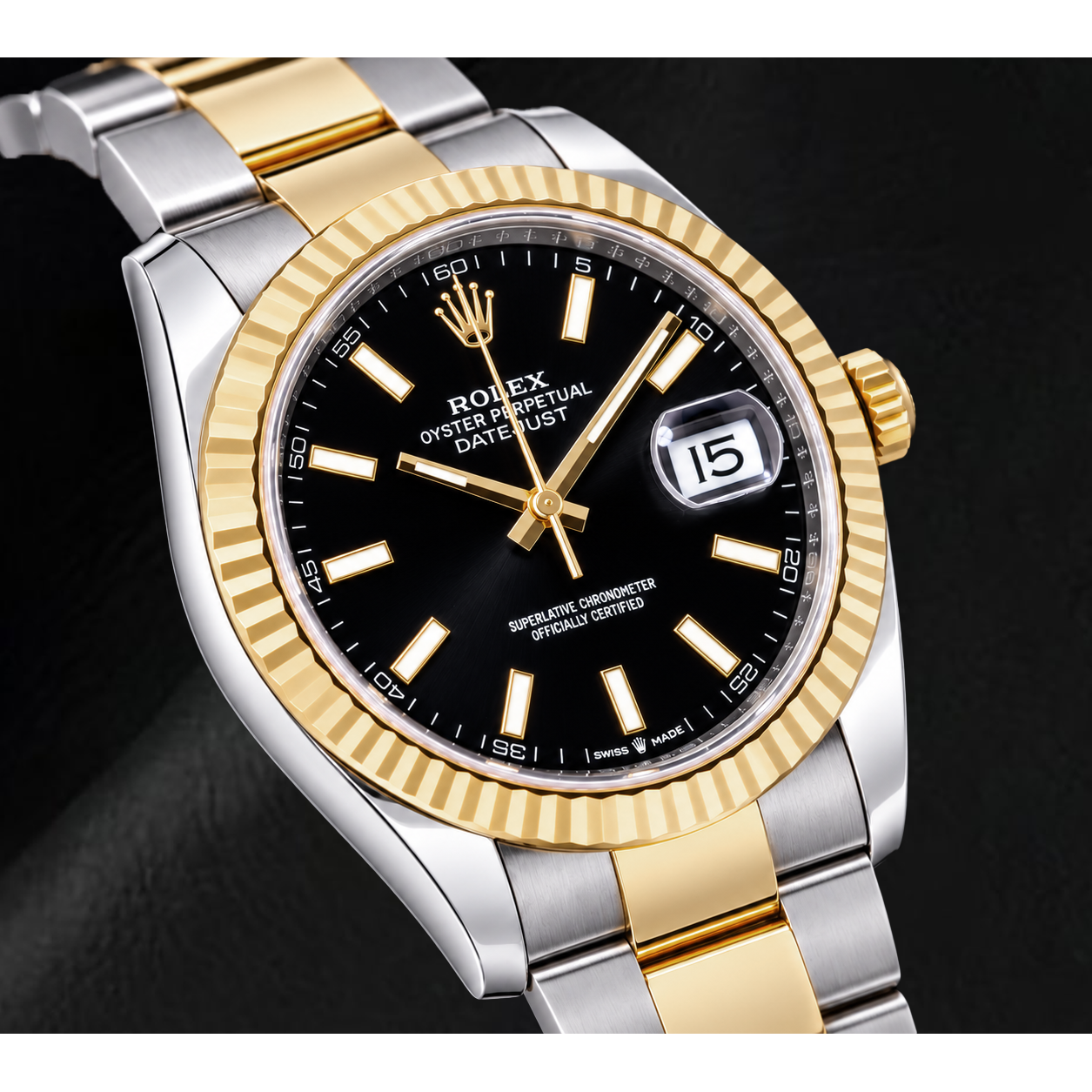 Rolex Datejust 126333 41mm Black Luminous Dial Two Tone Watch