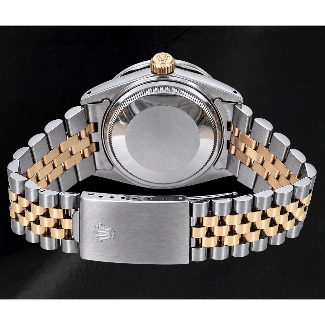 Rolex Datejust 1601 36mm Green Roman Diamond Dial Two Tone Watch