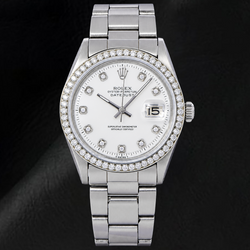Rolex Datejust 1601 36mm White Diamond Dial Stainless Steel Watch