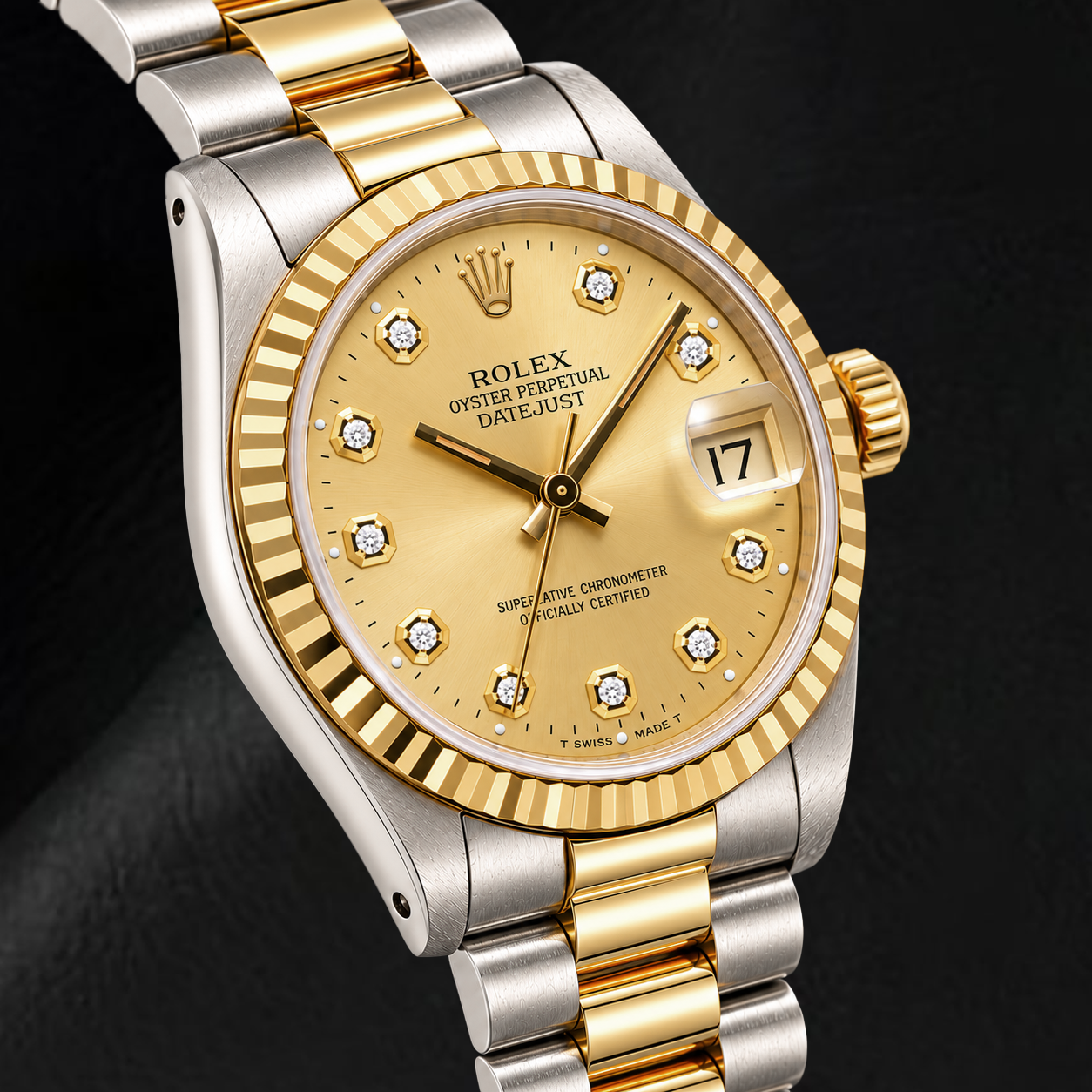 Rolex Datejust 16013 36mm Champagne Diamond Dial Two Tone Watch
